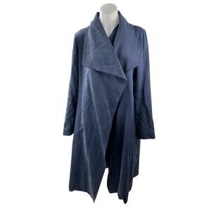 Club Monaco Blue Draped Open Front Waterfall Cardigan Trench Coat Jacket Size M